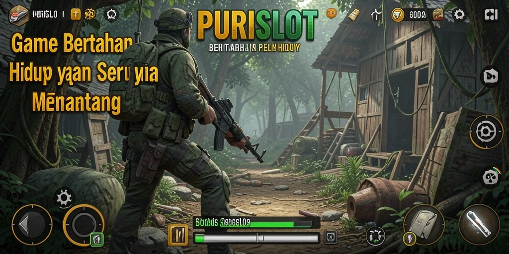 Tampilan antarmuka PURISLOT yang interaktif dan menarik saat bermain Bertahan Hidup.
