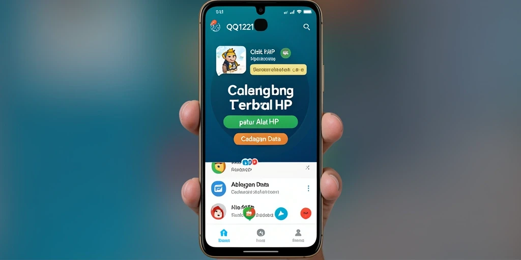 Tampilan utama aplikasi QQ1221 dengan fitur pencadangan data.