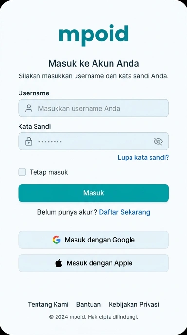 Tampilan halaman login mpoid
