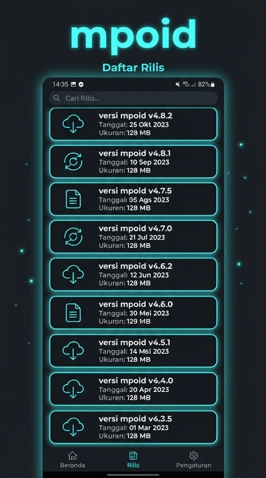 Tampilan riwayat versi mpoid